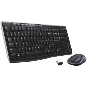 Logitech MK270 Wireless Keyboard and Mouse Combo for Windows, 2.4 GHz Wireless, Compact Wireless Mouse, 8 Multimedia & Shortcut Keys, 2-Year Battery Life, PC/Laptop, QWERTY UK Layout - Black