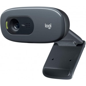 Logitech C270 HD Webcam, HD 720p/30fps, Widescreen HD Video Calling, HD Light Correction, Noise-Reducing Mic, For Skype, FaceTime, Hangouts, WebEx, PC/Mac/Laptop/Macbook/Tablet - Black