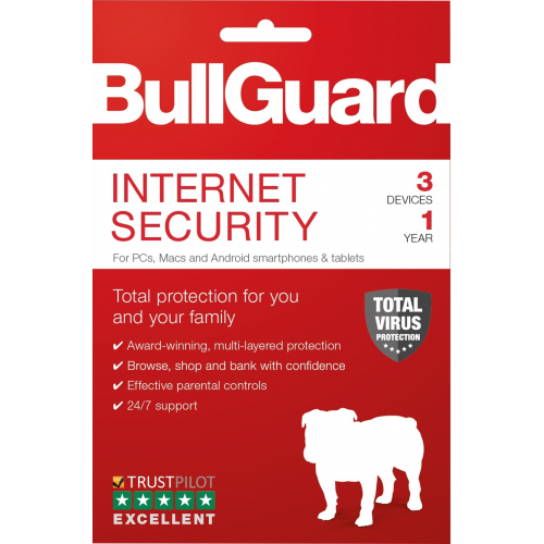 Bullguard Internet Security 2020 | 3 Devices | 1 Year | Retail Pack (by Post/EU)