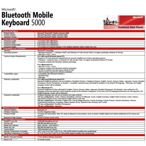 5x Microsoft Bluetooth Wireless Keyboard ENGLISH US + ARABIC PC Mac Android NEW