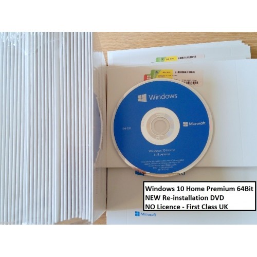 Microsoft Windows 10 Home 64Bit UK, installation DVD NO Licence UK FIRST Class