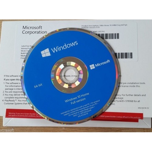 Microsoft Windows 10 Home 64Bit UK, installation DVD NO Licence UK FIRST Class