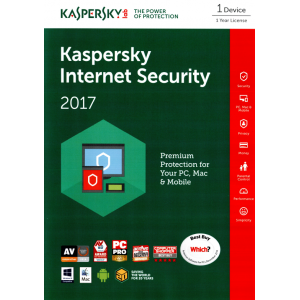 Kaspersky Internet Security 2017 | 1 Device | 1 Year | Retail Pack (by Post/UK+EU)