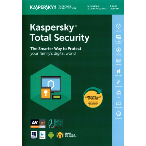 Kaspersky Total Security 2017 | 5 Devices | 1 Year | Flat Pack (by Post/EU)