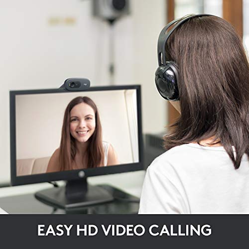 Logitech C270 HD Webcam, HD 720p/30fps, Widescreen HD Video Calling, HD Light Correction, Noise-Reducing Mic, For Skype, FaceTime, Hangouts, WebEx, PC/Mac/Laptop/Macbook/Tablet - Black