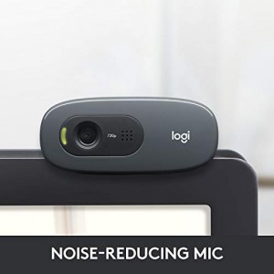 Logitech C270 HD Webcam, HD 720p/30fps, Widescreen HD Video Calling, HD Light Correction, Noise-Reducing Mic, For Skype, FaceTime, Hangouts, WebEx, PC/Mac/Laptop/Macbook/Tablet - Black
