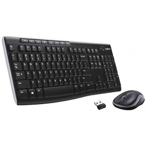 Logitech MK270 Wireless Keyboard and Mouse Combo for Windows, 2.4 GHz Wireless, Compact Wireless Mouse, 8 Multimedia & Shortcut Keys, 2-Year Battery Life, PC/Laptop, QWERTY UK Layout - Black