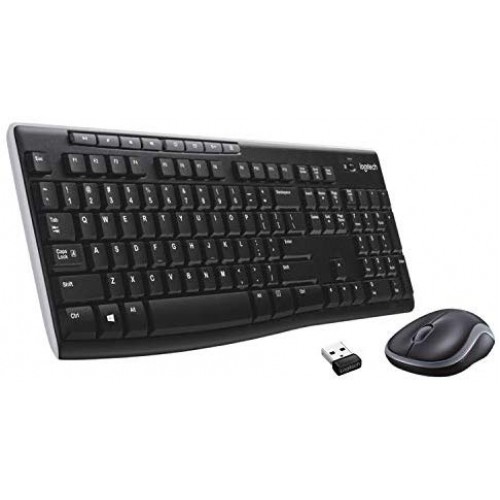 Logitech MK270 Wireless Keyboard and Mouse Combo for Windows, 2.4 GHz Wireless, Compact Wireless Mouse, 8 Multimedia & Shortcut Keys, 2-Year Battery Life, PC/Laptop, QWERTY UK Layout - Black