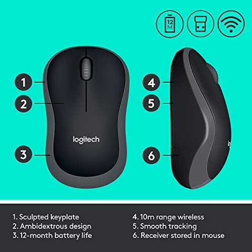 Logitech MK270 Wireless Keyboard and Mouse Combo for Windows, 2.4 GHz Wireless, Compact Wireless Mouse, 8 Multimedia & Shortcut Keys, 2-Year Battery Life, PC/Laptop, QWERTY UK Layout - Black