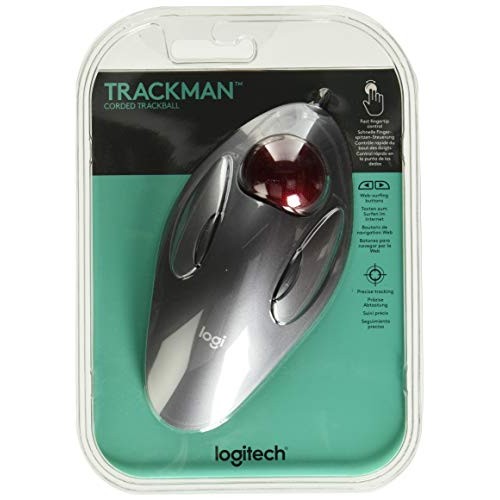 Logitech TrackMan Marble, Wired Trackball Mouse, 300 DPI Marble Optical Tracking, Ambidextrous, USB, PC / Mac / Laptop