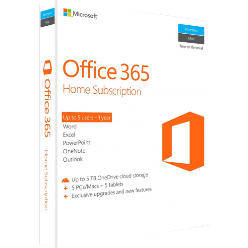 Microsoft Office 365 Home | 5 utenti | 1 Anno | Pacchetto Scatola (per posta/UE)