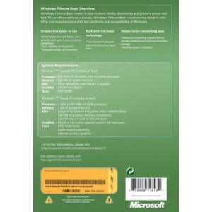 Microsoft Windows 7 Home Basic SP1 | Retail Pack (Disc and Licence)