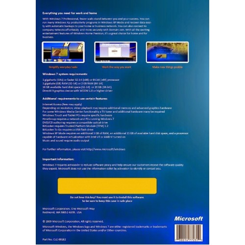 Microsoft Windows 7 Professional SP1 32bit | DSP OEM Pack (Disc and Licence)
