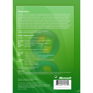 Microsoft Windows Vista Premium SP2 | DSP OEM Reinstallation Pack (Disc and Licence)