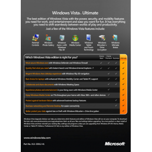 Microsoft Windows Vista Ultimate 64bit SP2 | DSP OEM Reinstallation Pack (Disc and Licence)