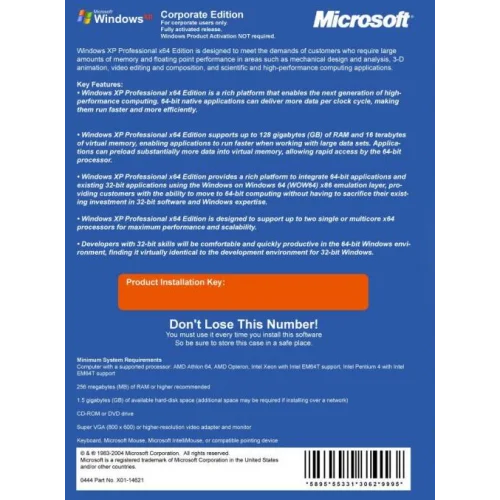 Microsoft Windows XP Professional SP3 64bit Edition | DSP OEM Pack
