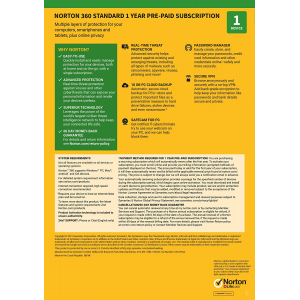 Norton 360 Standard | 1 Device | 1 Year | Credit Card Required | Digital (ESD/EU)