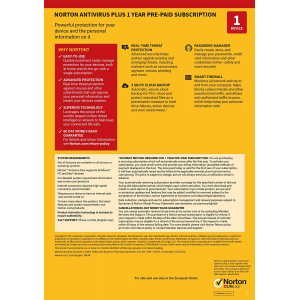 Norton Antivirus 2019 Plus | 1 PC | 1 Year | Credit Card Required | Digital (ESD/EU)