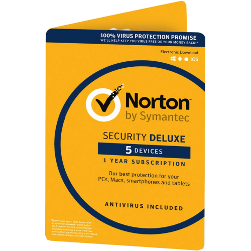 Norton Sécurité Deluxe | 5 Appareils | 1 An | Emblallage Plat (Par Poste/UE)