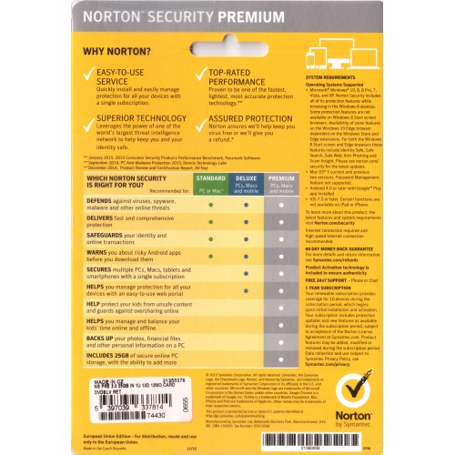 Norton Security 2019 Premium | 10 Devices | 1 Year | Flat Pack (by Post/EU)