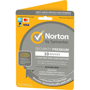 Norton Security 2019 Premium | 10 Devices | 1 Year | Credit Card Required | Digital (ESD/EU)