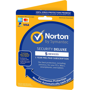 Norton Security Deluxe | 5 Devices | 1 Year | Credit Card Required | Digital (ESD/EU)